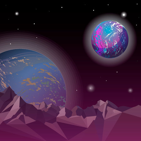 Distant world in space.Empty Planet in Open Space. Vector Illustration10 epsのイラスト素材