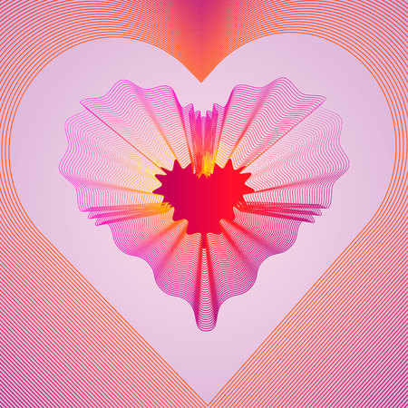 Valentines heart. Decorative neon Heart of lines Vector illustration. 10 epsのイラスト素材