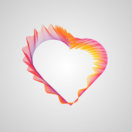 wavy Valentines heart. Decorative neon Heart of lines Vector illustration. 10 epsのイラスト素材