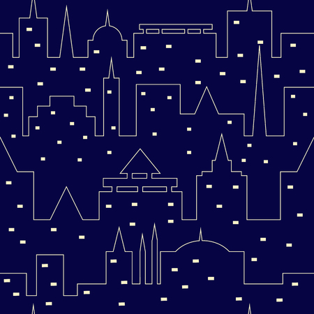Silhouette of the night city. Seamless pattern. Urban printのイラスト素材
