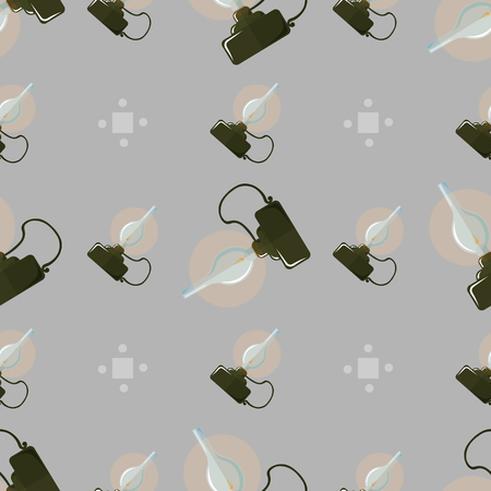 Retro glowing kerosene lamp Seamless pattern Oil lamp. 10 epsのイラスト素材