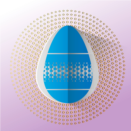 Happy Easter greeting card. 3d paper cut easter egg concept design background. Vector illustration. Paper carving egg shape with shadow. 10eps.のイラスト素材