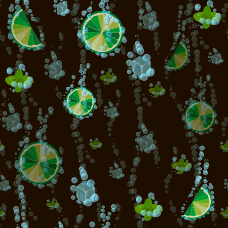 mojito print. seamless pattern with lime, ice cubes and mint leaves 10 epsのイラスト素材