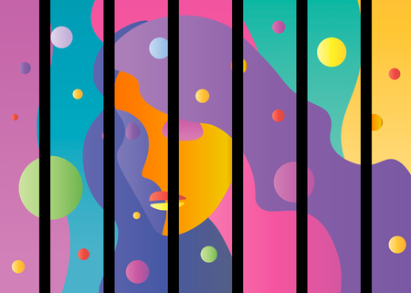 background with Woman. Vector abstract bright color young female faceのイラスト素材