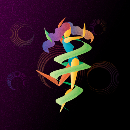 abstract bright color dancing girl with ribbon 10 epsのイラスト素材
