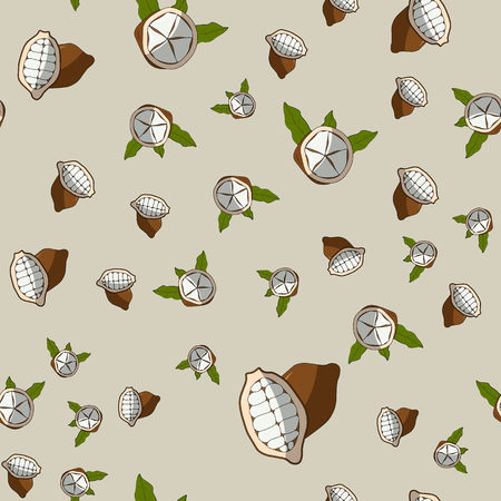 cacao vector print. Cupuacu exotic cupuassu, cupuazu and copoasu seamless pattern. 10 epsのイラスト素材
