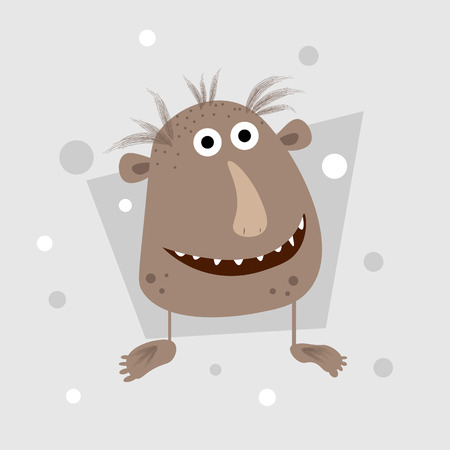 Happy cool cartoon fat monster. vector monster character 10 epsのイラスト素材