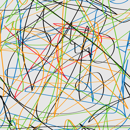 Abstract scratched seamless pattern. Thin crossing hatching lines. Chaotic stroked texture. Scribbled wrapping background. 10 epsのイラスト素材