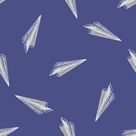 leadership print. Vector outline paper plane icons seamless pattern 10 epsのイラスト素材