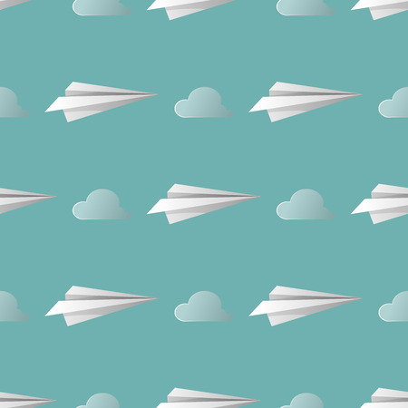 Vector seamless pattern with origami paper airplanes. 10 epsのイラスト素材