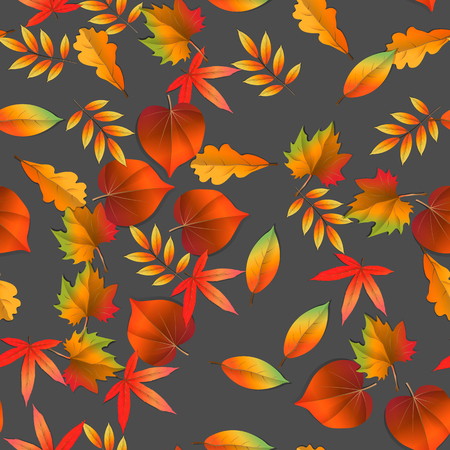 seamless with red and yellow autumn leaves. vector illustration 10 epsのイラスト素材