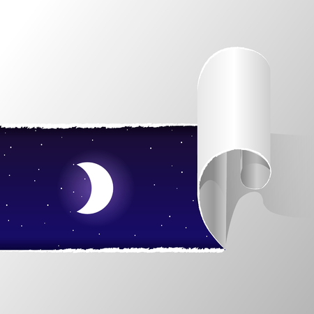 Torn paper and night sky with moon 10 epsのイラスト素材