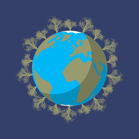 Earth day with world and green tree background 10 epsのイラスト素材