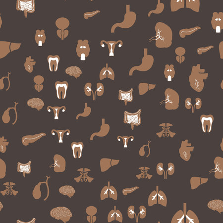 abstract seamless pattern with human organs icons 10 epsのイラスト素材