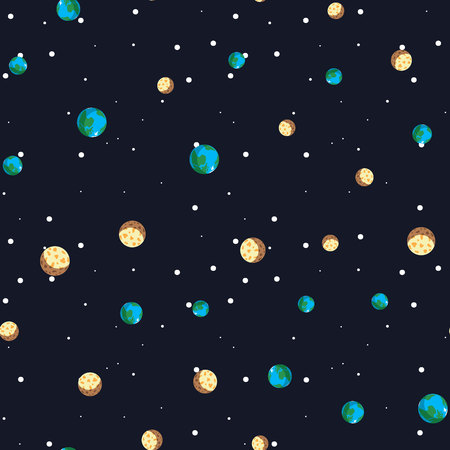 the planet earth and moon abstract Seamless pattern 10 epsのイラスト素材