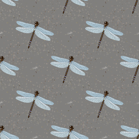 Abstract vector Seamless Pattern with dragonfly s and dandelion seeds. 10 epsのイラスト素材