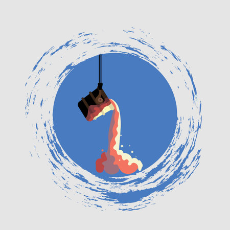 Metallurgical industry concept vector illustration Melting iron process, ladle for melting steel.のイラスト素材