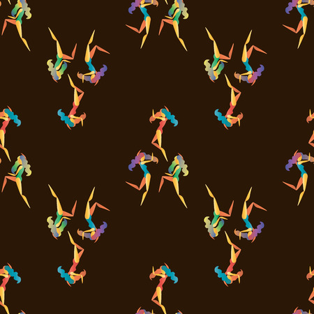 dancing girls on a dark background vector seamless pattern 10 epsのイラスト素材