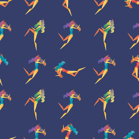 abstract seamless pattern with dancing girls on a blue background 10 epsのイラスト素材