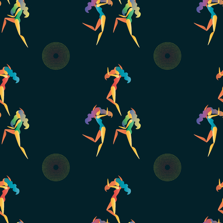 bright color dancing girls Vector abstract seamless pattern 10 epsのイラスト素材
