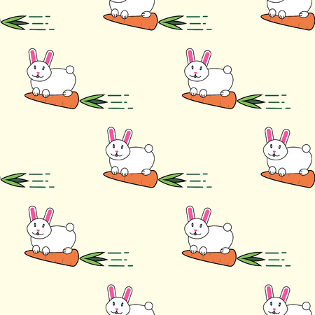 Seamless pattern with Rabbit and carrot cartoon character. Funny animals 10 epsのイラスト素材