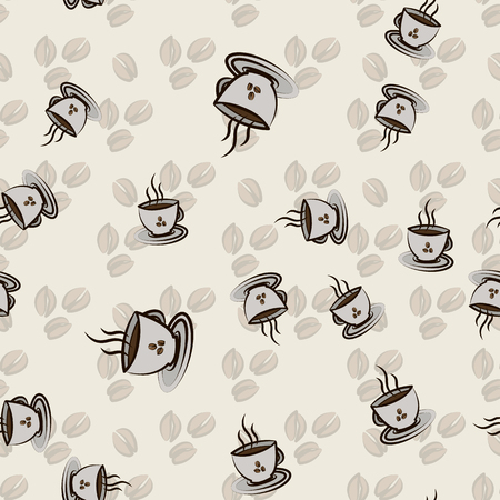 Beautiful seamless pattern with cup of coffee and coffee beans 10 epsのイラスト素材