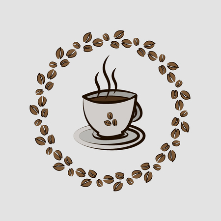 Cup of coffee in a frame of coffee beans 10 epsのイラスト素材