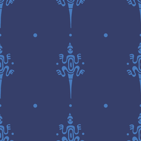Vector vintage seamless ethnic pattern image lizards in Maori style 10 epsのイラスト素材