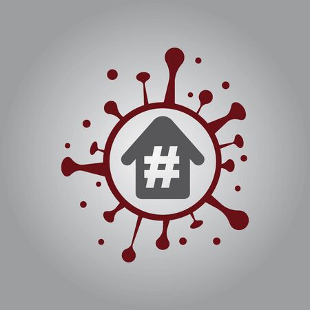 quarantine, house surrounded by virus COVID-19. Coronavirus quarantine, virus in quarantine to prevent infectionのイラスト素材