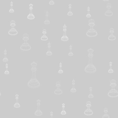 Seamless pattern of chess pieces king, queen and pawn. 3d frame illustration. Chess game concept. Polygonal art.のイラスト素材