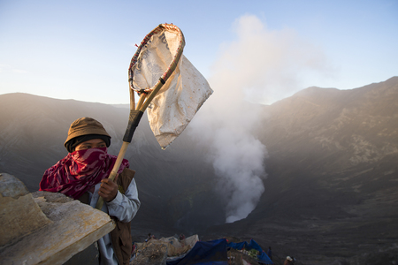 Mount Bromo Surabaya Indonesia-August 1,2015 :  Unidentified people preparing for Kasada ritual at Tengger, Semeru Mount Bromo.An ancient ritual is to appease the spirit of the mountain.のeditorial素材