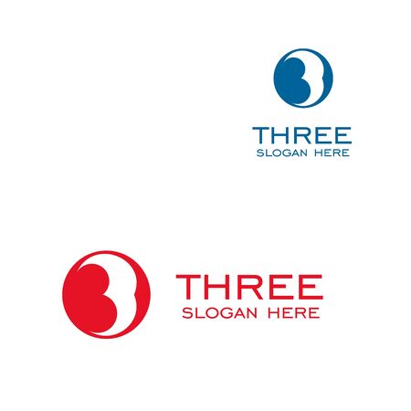 Three logo design, 3 number logo vector graphic design.のイラスト素材