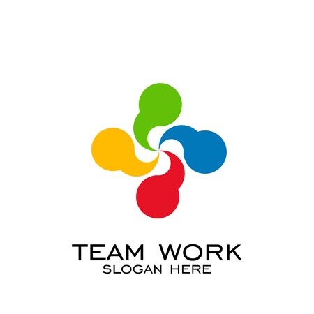 teamwork logo design, colorful flat design.のイラスト素材