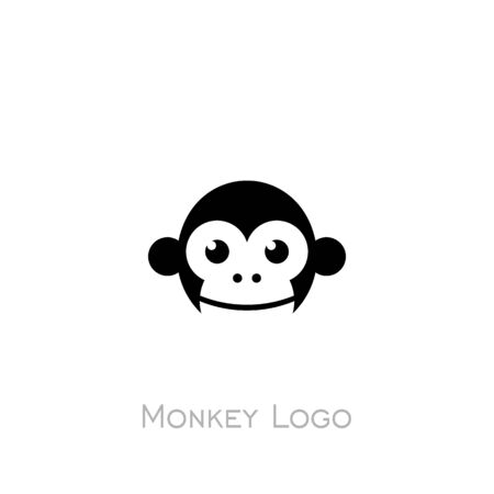 Monkey logo, monkey head icon with black color, monkey graphic flat design.のイラスト素材