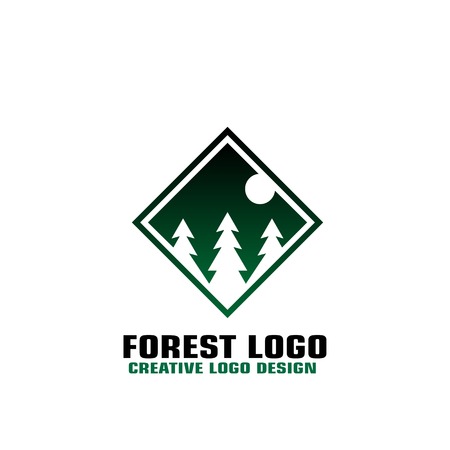 Forest graphic logo template, square flat design.のイラスト素材