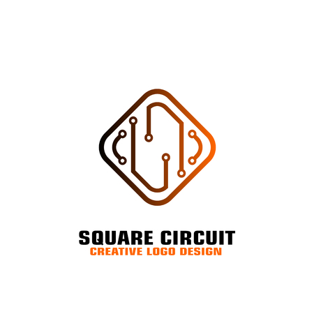 square circuit board. Electronic microprocessor logo vector design.のイラスト素材