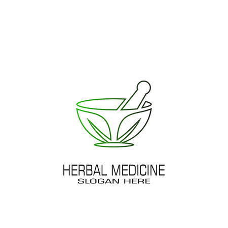 Herbal medicine graphic logo template, isolated on white background.のイラスト素材