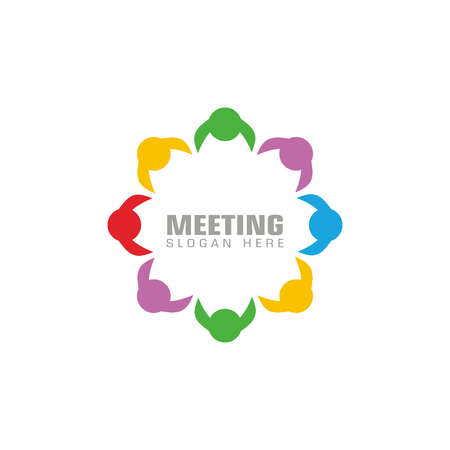 Meeting logo, teamwork graphic logo template, isolated on white background.のイラスト素材