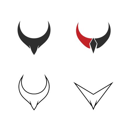 Set of horn logo template, icon and symbol of horned animals graphic vector, isolated on white bacground.のイラスト素材