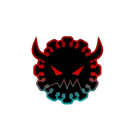 Horned Devil Virus Character, Icon And Symbol for Corona Virus, Design for Sticker and Logo, On White Background.のイラスト素材