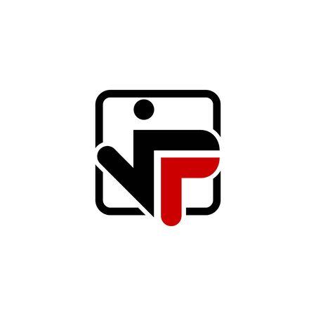 Abstract business logo, initial letter JP graphic logo template, isolated on white background.のイラスト素材