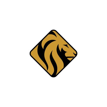 vector of lion head logo template, on square concept design, isolated on white background.のイラスト素材