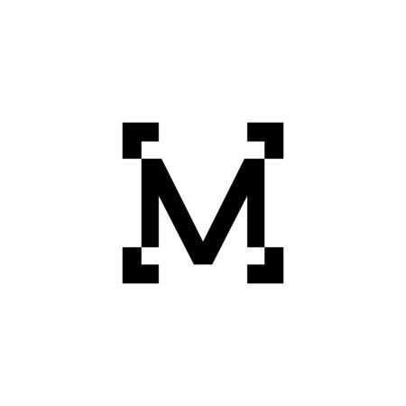 Initial letter M graphic logo template, square design concept, isolated on white background.のイラスト素材