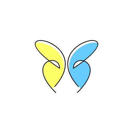 Butterfly linear style, with initial letter B design concept, isolated on white background.のイラスト素材