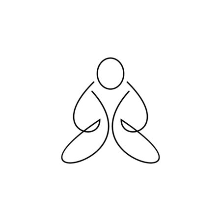 Vector illustration of people pose meditation, linear design concept, isolated on white background.のイラスト素材