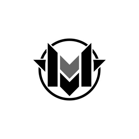 Initial letter M, MV graphic logo design concept template, isolated on white background.のイラスト素材
