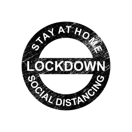 Lockdown grunge rubber stamp, isolated on white background.のイラスト素材