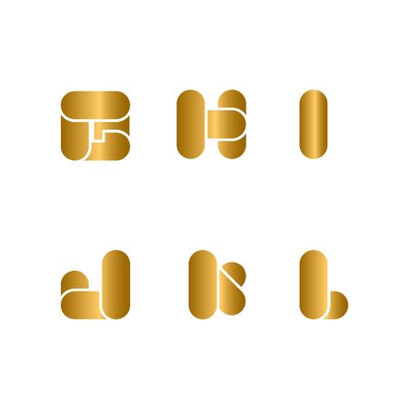 Set of initial letter logo and symbol, sparkle golden font design concept, isolated on white background.のイラスト素材
