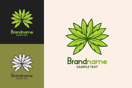Cannabis Marijuana Leaf Logo and Symbol, Cartoon Style Design Concept.のイラスト素材
