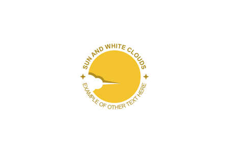 Circle yellow sun with cloud on negative space design concept, abstract business logo.のイラスト素材